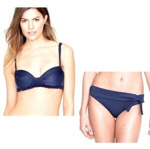 J.Crew Teal Bikini Ruffle and Ruching  Details S